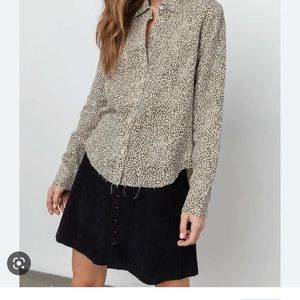 Rails Ingrid Jungle Crave Raw hem Cheetah Print Button Up Blouse Women’s XS